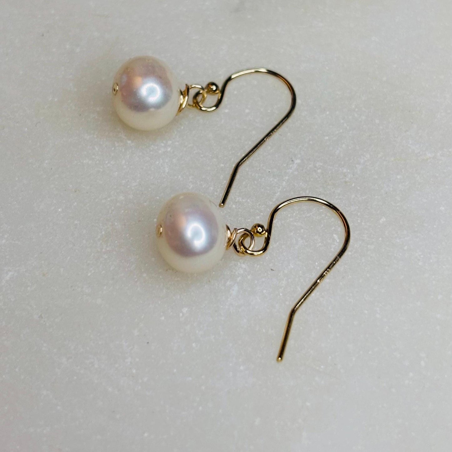 3mm White Freshwater Pearl 14K Gold Filled Hallmarked Shepherds Crook