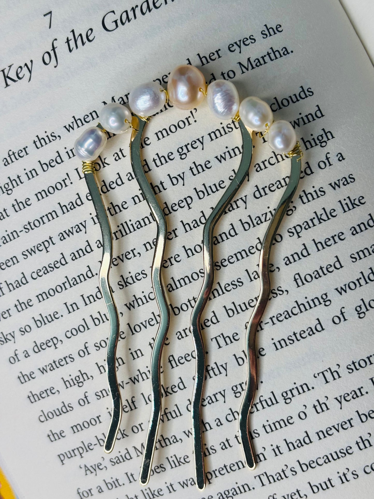 Large Freshwater Pearl French Hair Pin- elegant French style hair