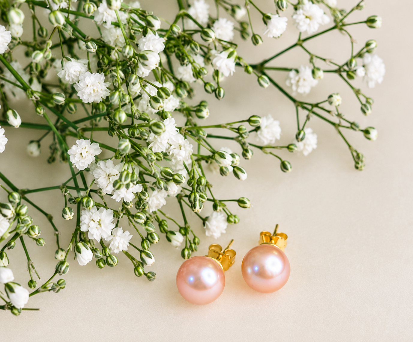 Dusky Pink AAA Grade 9mm Freshwater Pearl Stud Earrings