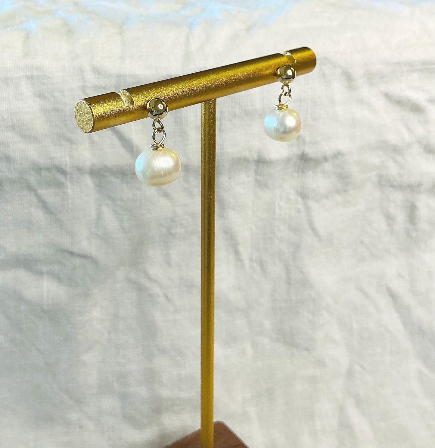 14K Gold Filled Hallmarked Stud Freshwater Pearl Earrings
