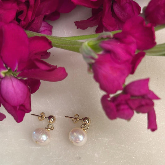 14K Gold Filled Hallmarked Stud Freshwater Pearl Earrings