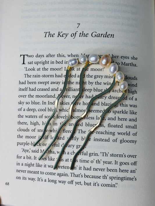 Large Freshwater Pearl French Hair Pin- elegant French style hair