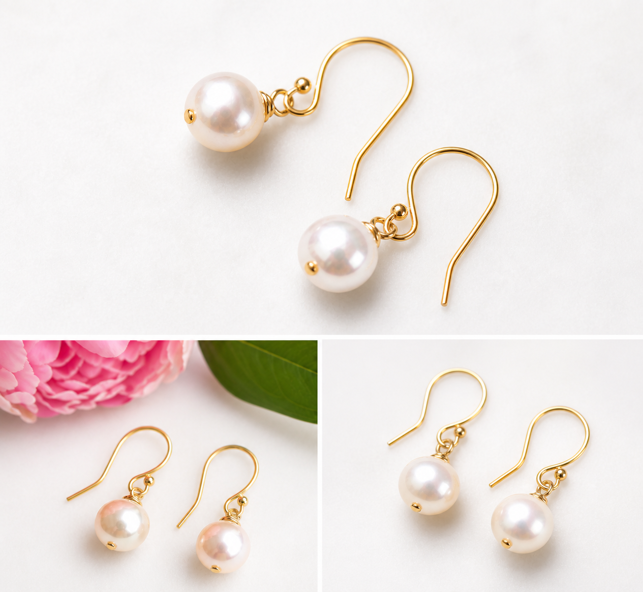 White Freshwater Pearl-14K Gold Filled Hallmarked- Shepherds Crook